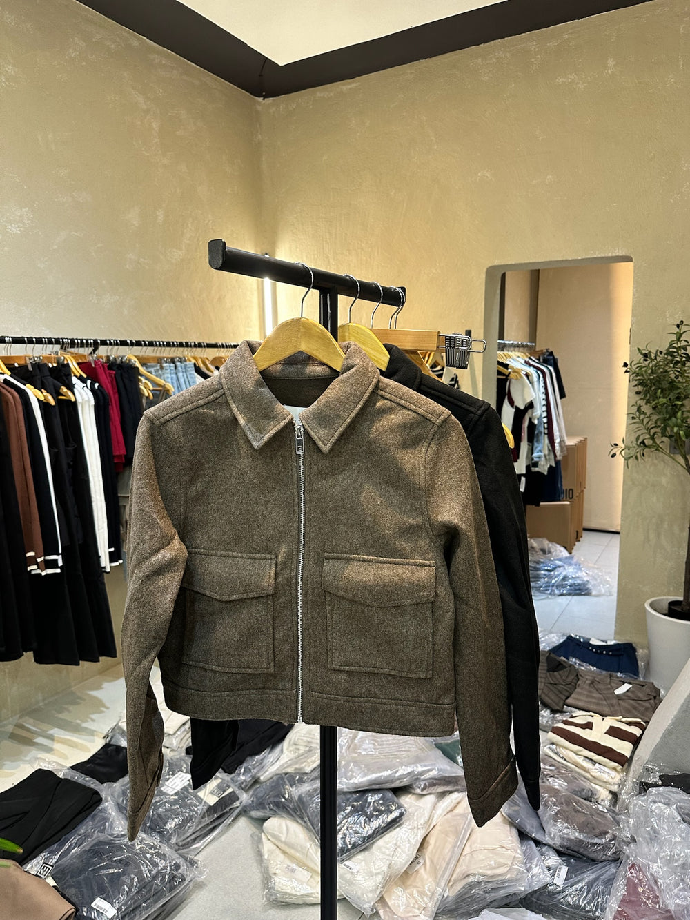 Chaqueta Wool Blend Khaki