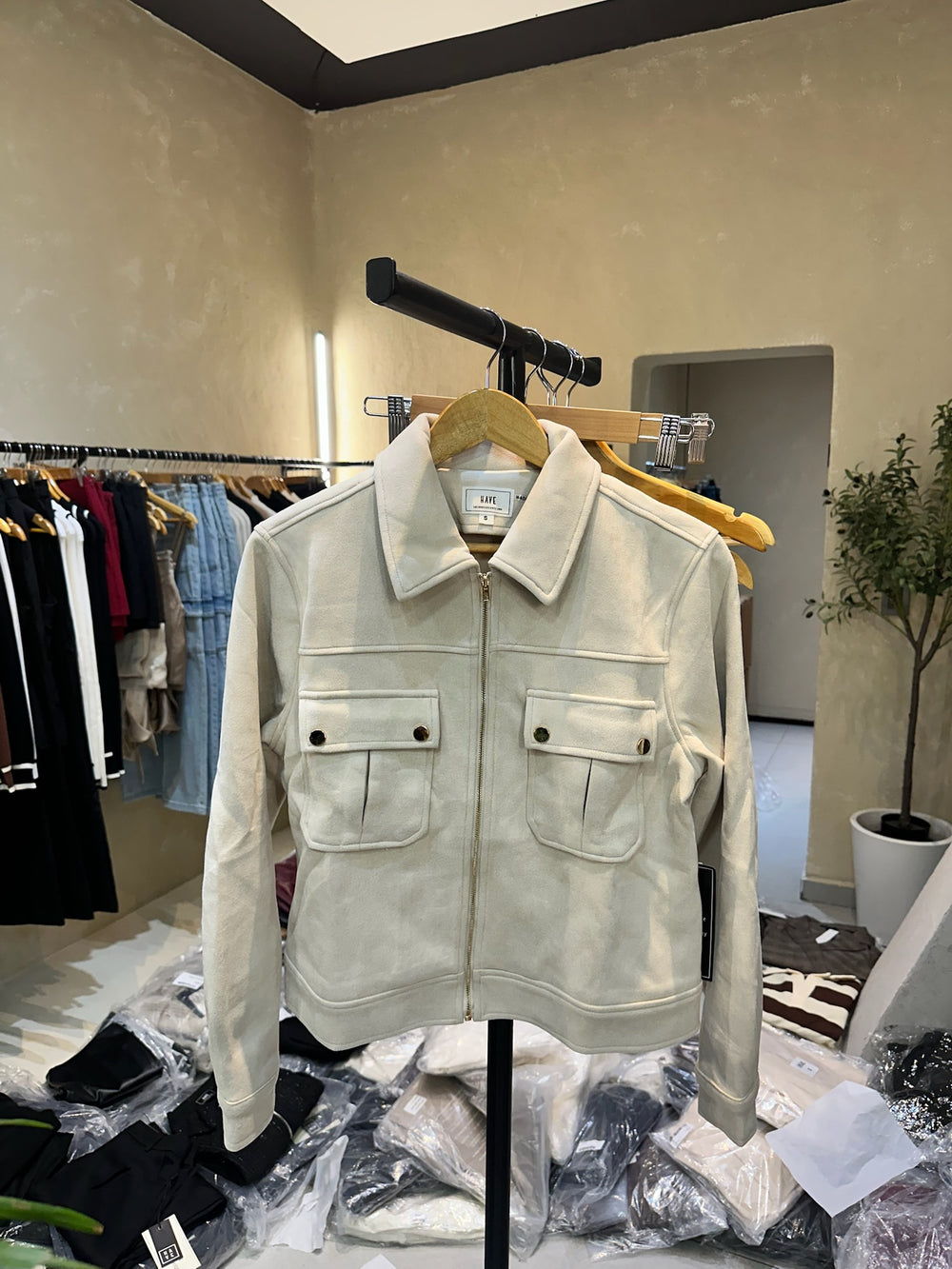 Chaqueta Suede Cream