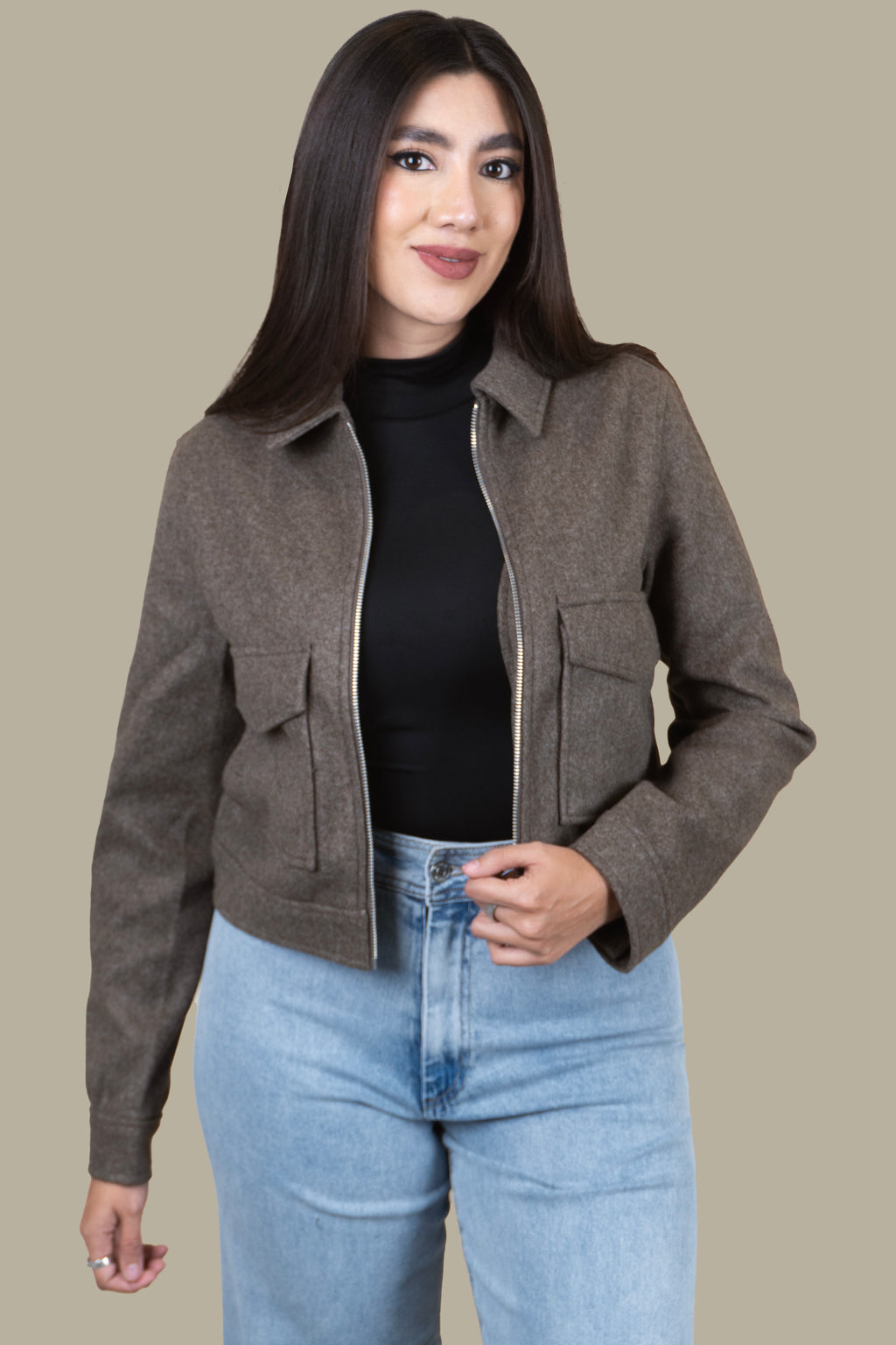 Chaqueta Wool Blend Khaki