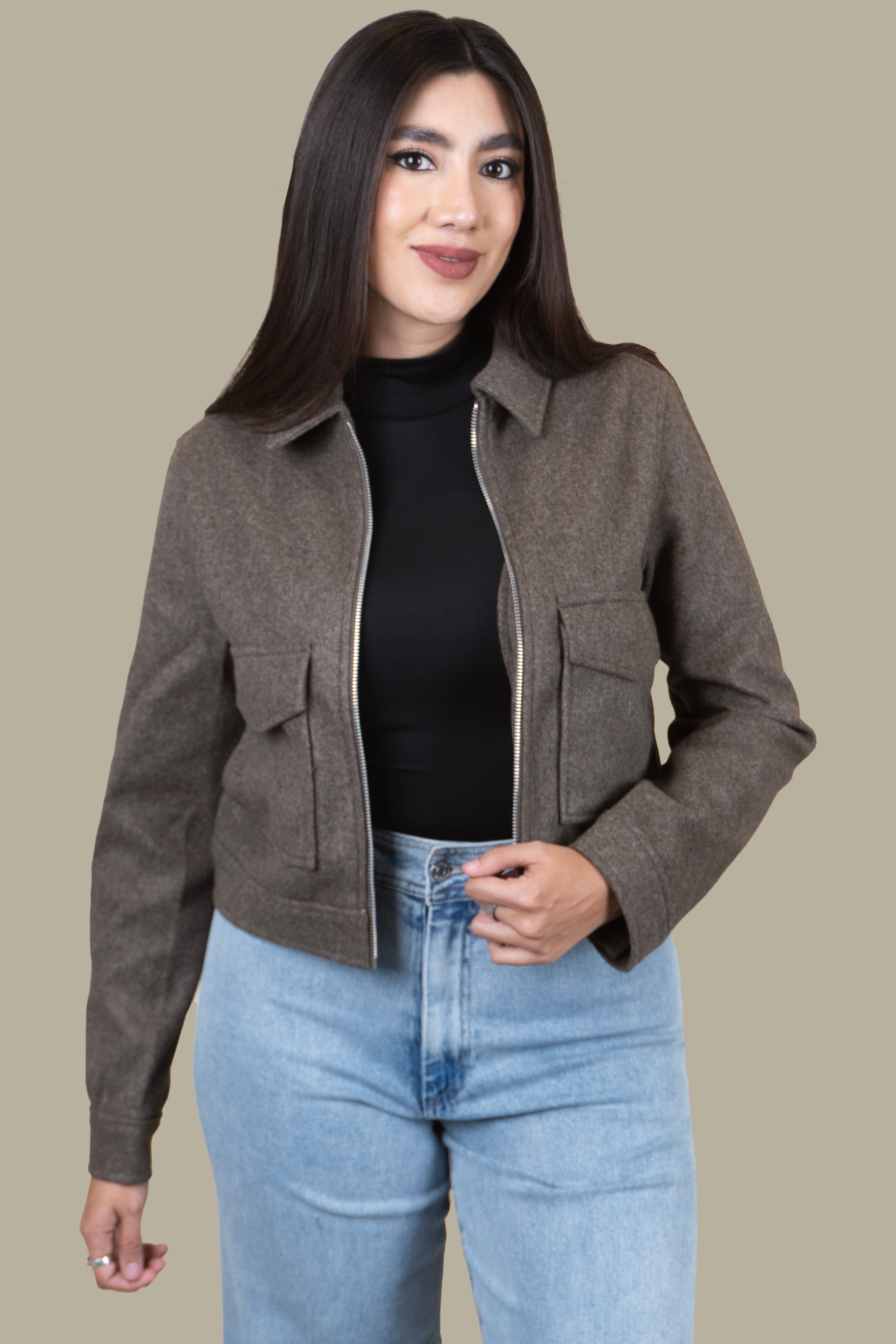 Chaqueta Wool Blend Khaki