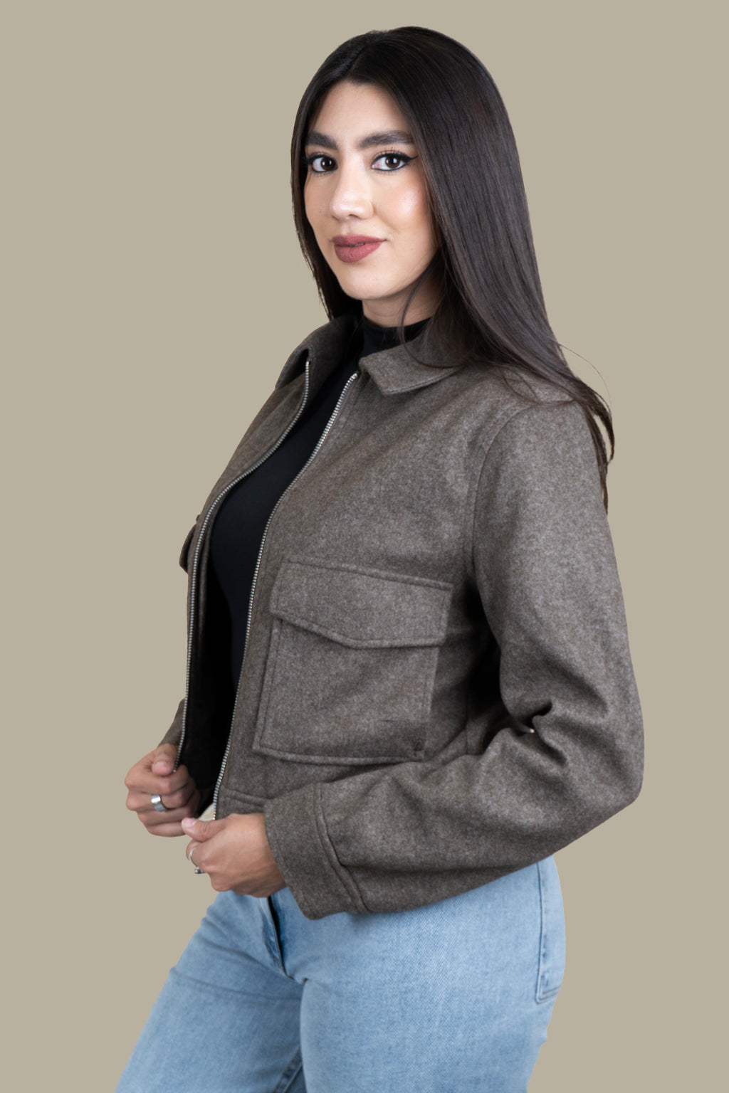 Chaqueta Wool Blend Khaki