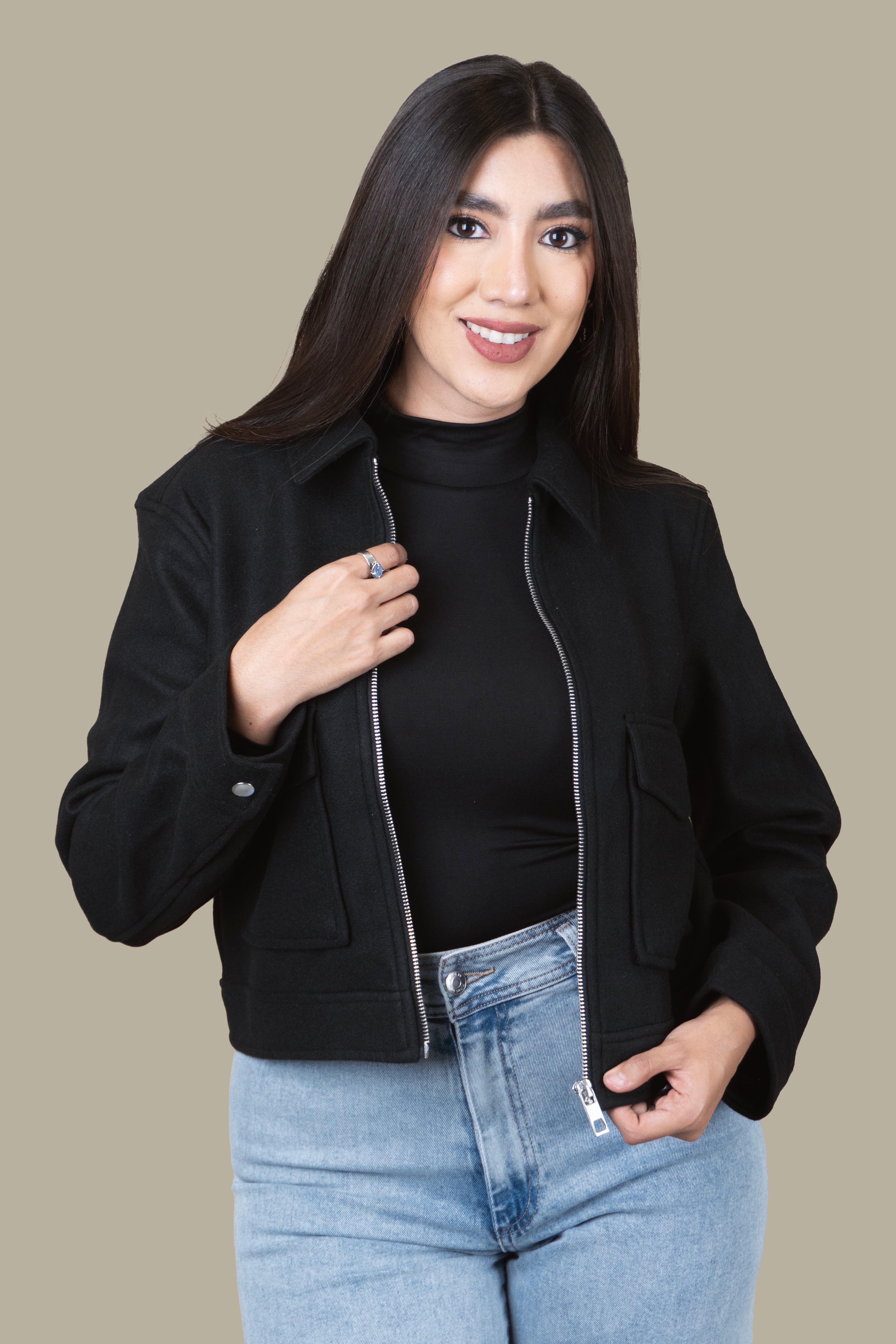 Chaqueta Wool Blend Khaki