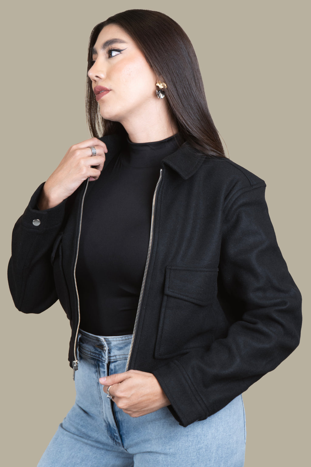 Chaqueta Wool Blend Khaki