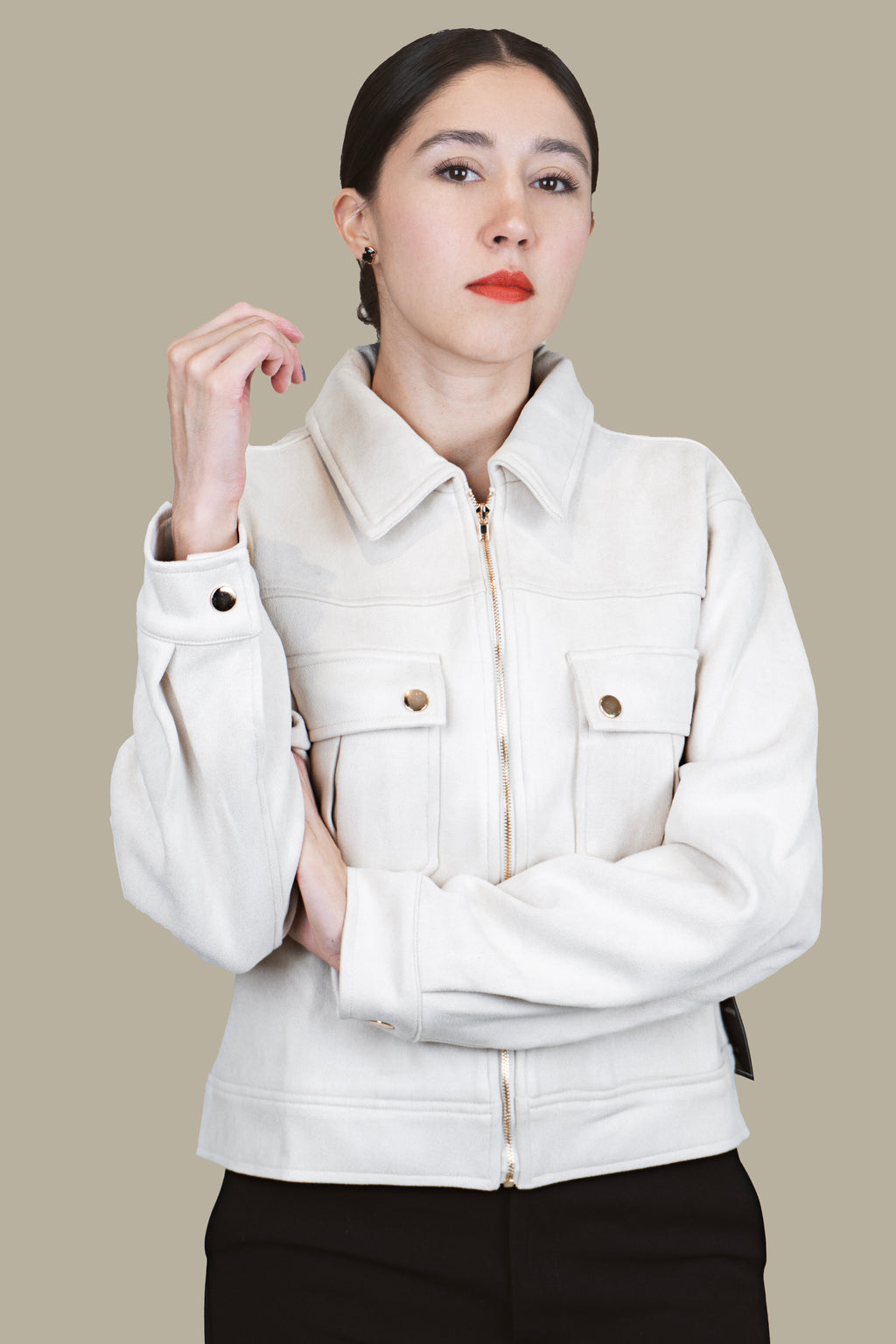 Chaqueta Suede Cream